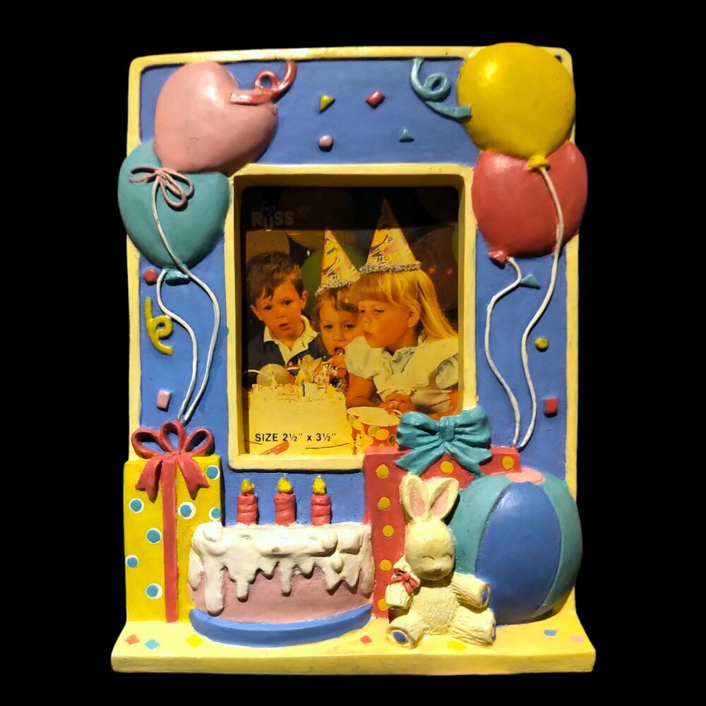 RARE NWT Vintage RUSS 3D Resin Birthday Picture Frame BD Gift Photo Frame